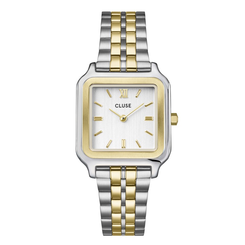 Montre Gracieuse Steel Bicolour Silver Gold cadran carré & bracelet oyster - CLUSE Montre Gracieuse Steel Bicolour Silver Gold cadran carré & bracelet oyster - CLUSE