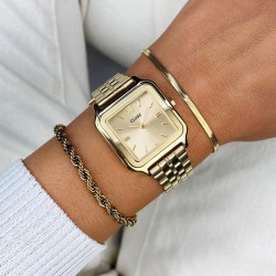 Montre Gracieuse Steel Gold Color cadran carré & bracelet oyster