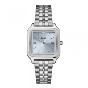 Montre Gracieuse Steel Light Blue Silver Color cadran carré & bracelet oyster - CLUSE