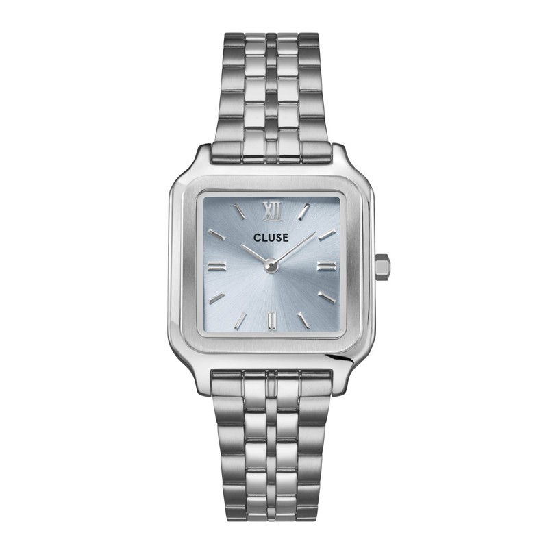 Montre Gracieuse Steel Light Blue Silver Color cadran carré & bracelet oyster - CLUSE Montre Gracieuse Steel Light Blue Silver Color cadran carré & bracelet oyster - CLUSE