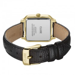 Montre Gracieuse Leather Black Lizard Gold, bracelet cuir noir