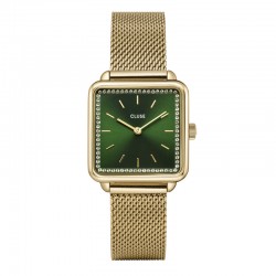 Montre Tetragone Mesh stones Green Gold cadran carré vert & cristaux CLUSE