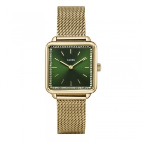 Montre Tetragone Mesh stones Green Gold cadran carré vert & cristaux CLUSE