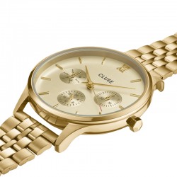 Montre Minuit Multifonction Steel Full Gold colour, cadran rond or