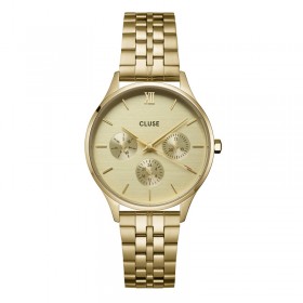 Montre Minuit Multifonction Steel Full Gold, cadran rond or & bracelet oyster - CLUSE