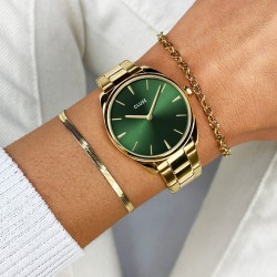 Montre Féroce Petite Steel Green Gold, cadran rond vert & bracelet oyster