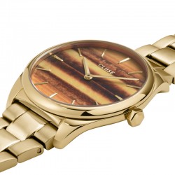 Montre Féroce Petite Steel Tyger's Eye Gold, cadran rond Oeil de tigre