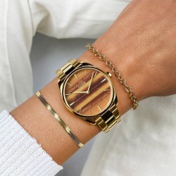Montre Féroce Petite Steel Tyger's Eye Gold, cadran rond Oeil de tigre