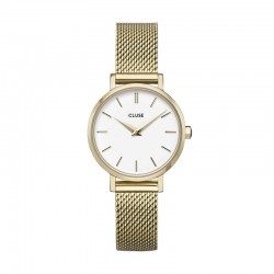 Montre Boho Chic Petite Mesh, couleur or, cadran rond blanc CLUSE
