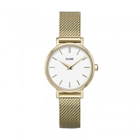 Montre Boho Chic Petite Mesh, couleur or, cadran rond blanc CLUSE