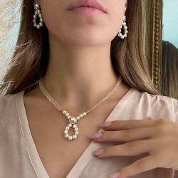 Collier court FAVORITE - Perles nacrées & Cristaux rose clair