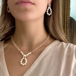 Collier court FAVORITE - Perles nacrées & Cristaux rose clair