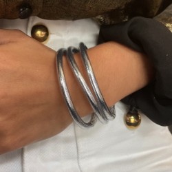 Bracelet Jonc BOUDDHISTE Chance amour fortune épais - Vert kaki TAILLE S