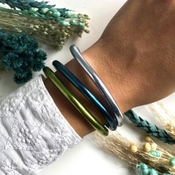 Bracelet Jonc BOUDDHISTE Chance amour fortune épais - Vert kaki TAILLE S