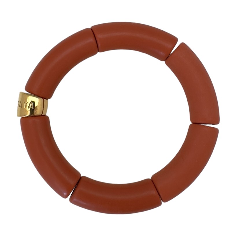 Bracelet jonc élastiqué doré PIPOCA ACARAJE 3 - Terre de Sienne mat - PARABAYA Bracelet jonc élastiqué doré PIPOCA ACARAJE 3 - Terre de Sienne mat - PARABAYA