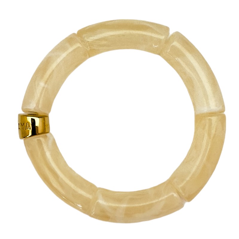 Bracelet jonc élastiqué doré PIPOCA BELEZA 1 - Blanc sable marbré - PARABAYA Bracelet jonc élastiqué doré PIPOCA BELEZA 1 - Blanc sable marbré - PARABAYA