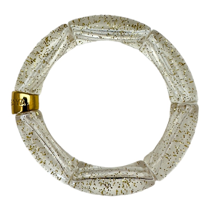 Bracelet jonc élastiqué doré BELEZA 2 translucide - Paillettes dorées PARABAYA