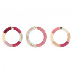 Bracelet jonc élastiqué ACAI 1- Rose Bordeaux Beige & Paillettes