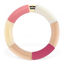 Bracelet jonc élastiqué ACAI 3 mat & brillant, camaïeux de rose et beige
