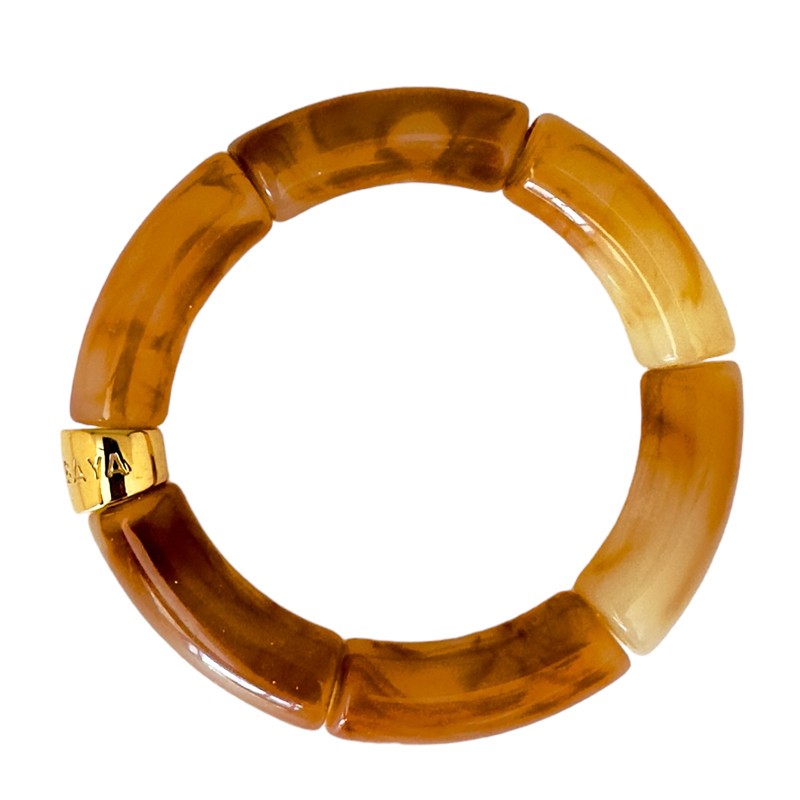 Bracelet jonc élastiqué doré CAMBOCA 1 uni - Orange écaille translucide - PARABAYA