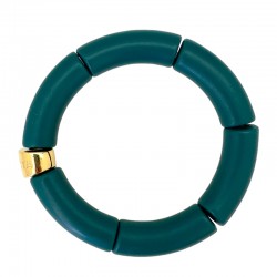 Bracelet jonc élastiqué doré CAMBOCA 3 uni - Bleu canard mat - PARABAYA