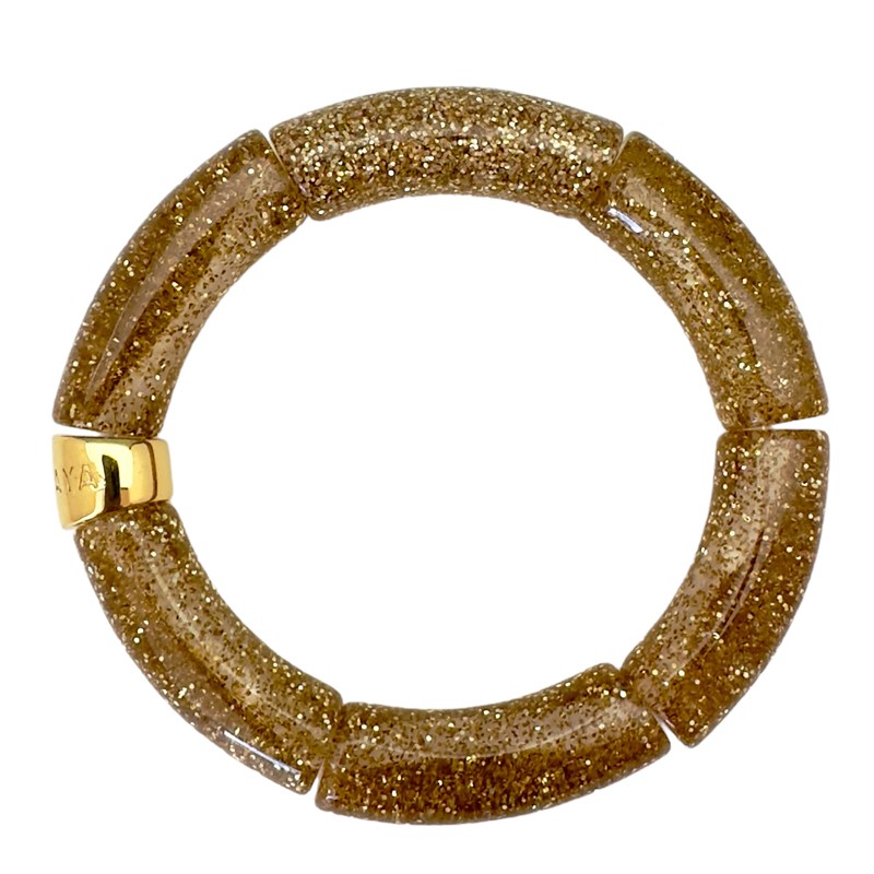 Bracelet jonc élastiqué doré CHOCOLATE 2 uni - Brun doré pailleté - PARABAYA Bracelet jonc élastiqué doré CHOCOLATE 2 uni - Brun doré pailleté - PARABAYA
