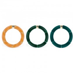 Bracelet jonc élastiqué doré CAMBUCA 2 uni - Vert sapin pailleté