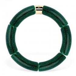 Bracelet jonc élastiqué doré CAMBUCA 2 uni - Vert sapin pailleté