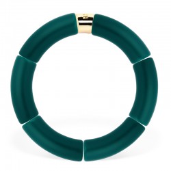 Bracelet jonc élastiqué doré CAMBOCA 3 uni - Vert bouteille mat