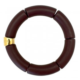 Bracelet jonc élastiqué doré CHOCOLATE 3 uni - Marron chocolat mat - PARABAYA