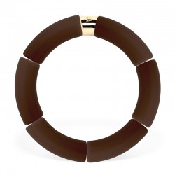 Bracelet jonc élastiqué doré CHOCOLATE 3 uni - Marron chocolat mat