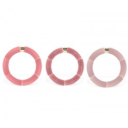 Bracelet jonc élastiqué doré GOIABA 1 uni - Rose framboise mat