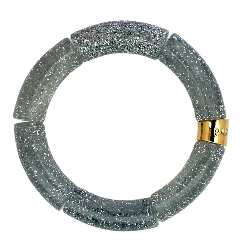 Bracelet jonc élastiqué doré LAGO 1 uni - Gris argent pailleté - PARABAYA Bracelet jonc élastiqué doré LAGO 1 uni - Gris argent pailleté - PARABAYA