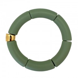 Bracelet jonc élastiqué doré LAGO 3 uni - Vert amande mat - PARABAYA