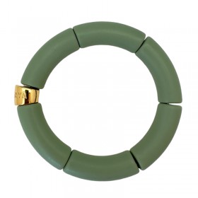 Bracelet jonc élastiqué doré LAGO 3 uni - Vert amande mat - PARABAYA