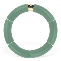 Bracelet jonc élastiqué doré LAGO 3 uni - Vert amande mat