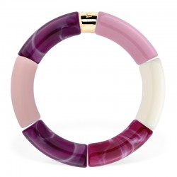 Bracelet jonc élastiqué JABUTICABA 1 - Blanc cassé Violet & Rose