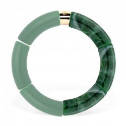 Bracelet jonc élastiqué PANTANAL 2 bicolore - Vert olive mat & Vert sapin marbré