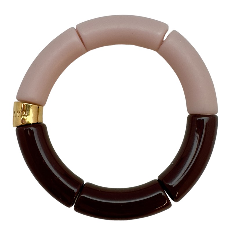 Bracelet jonc élastiqué SAIBA 2 bicolore - Rose clair mat & Chocolat - PARABAYA Bracelet jonc élastiqué SAIBA 2 bicolore - Rose clair mat & Chocolat - PARABAYA
