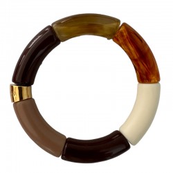 Bracelet jonc élastiqué SAIBA 1 - Chocolat écaille taupe & Beige - PARABAYA
