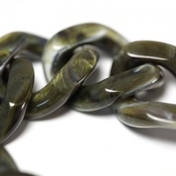 Bracelet FLAT CHAIN KHAKI MARBLE Doré - Gros Maillons plats kaki marbré