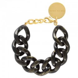 Bracelet FLAT CHAIN BLACK GOLD MARBLE Doré - Gros Maillons plats noir doré marbré VANESSA BARONI