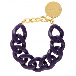 Bracelet FLAT CHAIN PURPLE Doré - Gros Maillons plats violet foncé VANESSA BARONI