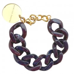 Bracelet FLAT CHAIN PURPLE MARBLE Doré - Gros Maillons plats violet foncé VANESSA BARONI