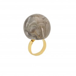 Bagues grosse ajustable doré - BUBBLE RING GREIGE MARBLE - VANESSA BARONI
