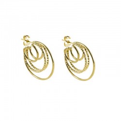 Boucles d'oreilles créoles FANTASQUE dorées Anneaux lisses & martelés - 2,7 cm LOVELY DAY