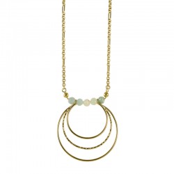 Collier sautoir FANTASQUE doré - Chaîne, Perles turquoise & Cercles croissants - LOVELY DAY