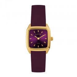 Montre PRIMA NOVA AUBERGINE - cadran carré & bracelet cuir aubergine - Laps