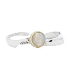 Bague 3 en 1 Argent - Anneaux incurvés & Anneau antique Pierre de Lune TAILLE 52
