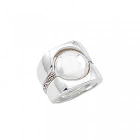 Bague large 3 en 1 - Anneaux incurvés & Anneau antique boule Argent CANYON BIJOUX